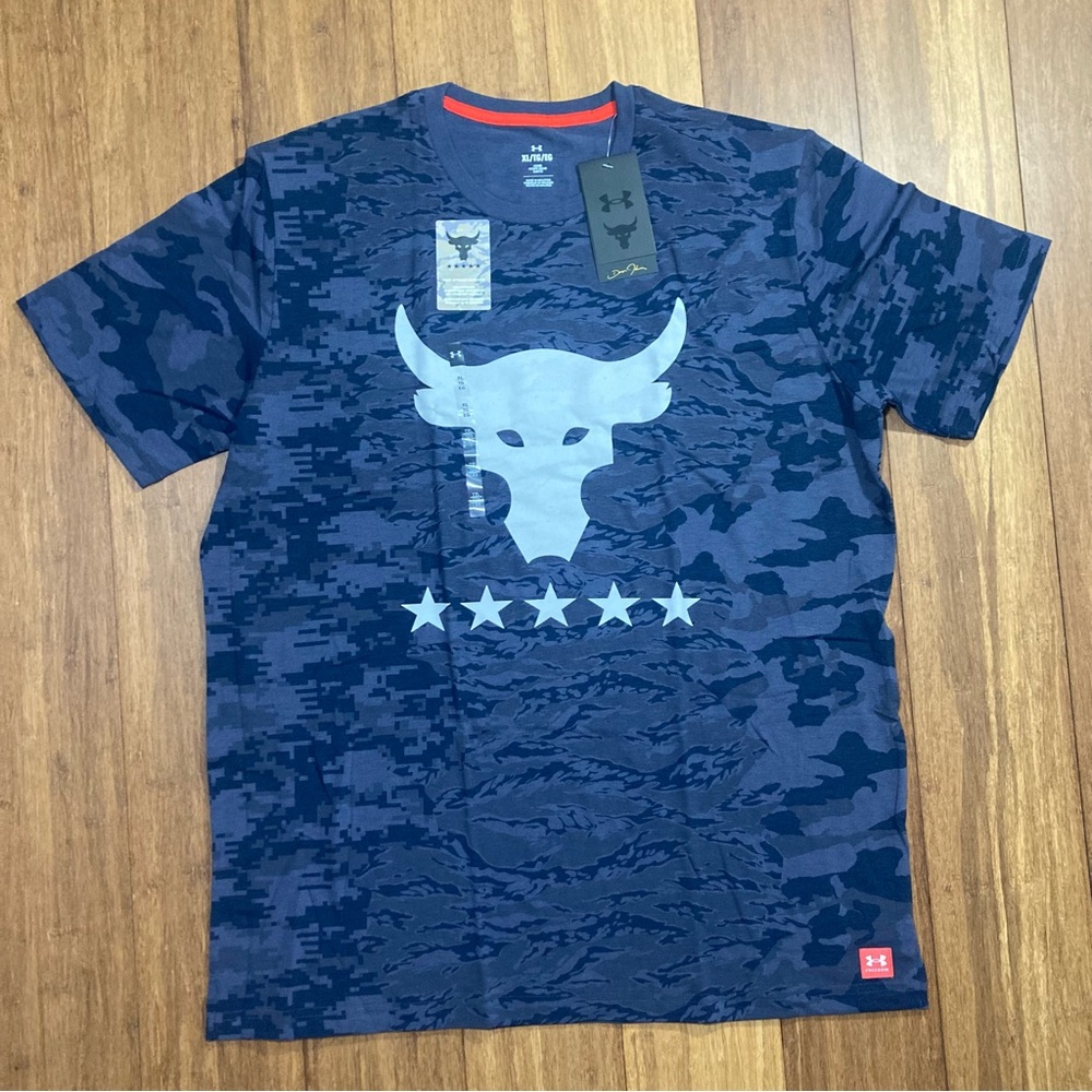 Under Armour Men Sz XL Project Rock Veterans Day Air Land Sea Camouflage T Shirt